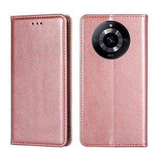 For Realme 11 5G Gloss Oil Solid Color Magnetic Leather Phone Case(Rose Gold)
