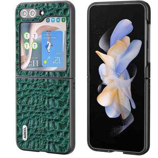 For Samsung Galaxy Z Flip5 ABEEL Genuine Leather Sky Series Black Edge Phone Case(Green)