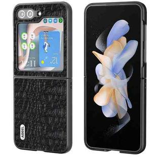 For Samsung Galaxy Z Flip5 ABEEL Genuine Leather Sky Series Black Edge Phone Case(Black)