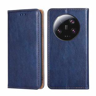 For Xiaomi 13 Ultra 5G Gloss Oil Solid Color Magnetic Leather Phone Case(Blue)