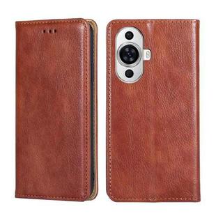For Huawei nova 11 4G Gloss Oil Solid Color Magnetic Leather Phone Case(Brown)