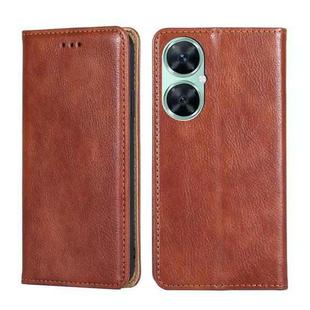 For Huawei Enjoy 60 Pro / nova 11i Gloss Oil Solid Color Magnetic Leather Phone Case(Brown)