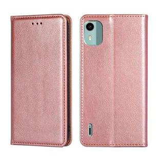 For Nokia C12 Gloss Oil Solid Color Magnetic Leather Phone Case(Rose Gold)
