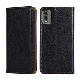 For Nokia C32 Gloss Oil Solid Color Magnetic Leather Phone Case(Black)