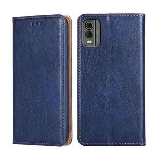 For Nokia C32 Gloss Oil Solid Color Magnetic Leather Phone Case(Blue)
