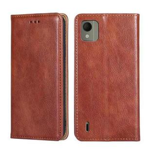 For Nokia C110 4G Gloss Oil Solid Color Magnetic Leather Phone Case(Brown)