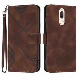 For Huawei Mate 10 Lite/Maimang 6 Line Pattern Skin Feel Leather Phone Case(Coffee)