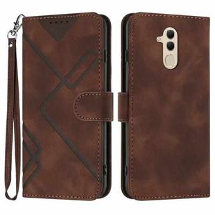 For Huawei Mate 20 lite/Maimang 7 Line Pattern Skin Feel Leather Phone Case(Coffee)