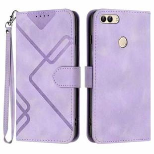 For Huawei P smart 2018/Enjoy 7S Line Pattern Skin Feel Leather Phone Case(Light Purple)