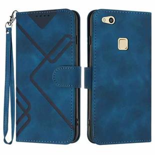 For Huawei P10 Lite Line Pattern Skin Feel Leather Phone Case(Royal Blue)