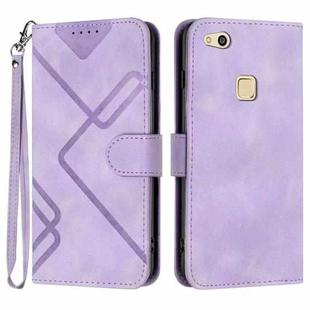For Huawei P10 Lite Line Pattern Skin Feel Leather Phone Case(Light Purple)