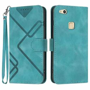 For Huawei P10 Lite Line Pattern Skin Feel Leather Phone Case(Light Blue)