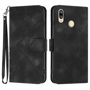 For Huawei P20 lite Line Pattern Skin Feel Leather Phone Case(Black)