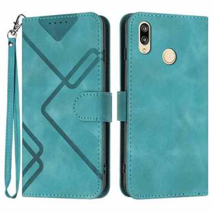 For Huawei P20 lite Line Pattern Skin Feel Leather Phone Case(Light Blue)
