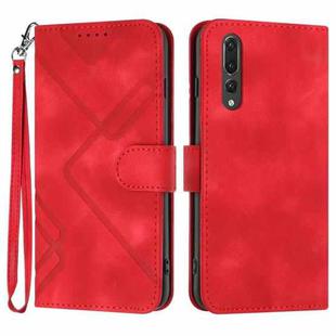 For Huawei P20 Pro Line Pattern Skin Feel Leather Phone Case(Red)