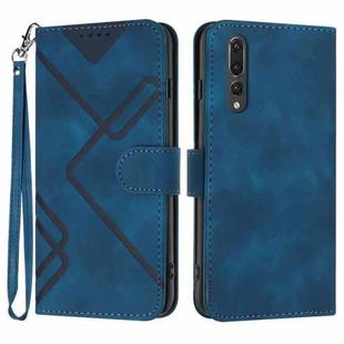 For Huawei P20 Pro Line Pattern Skin Feel Leather Phone Case(Royal Blue)