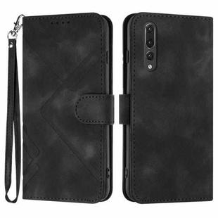 For Huawei P20 Pro Line Pattern Skin Feel Leather Phone Case(Black)