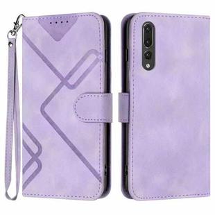 For Huawei P20 Pro Line Pattern Skin Feel Leather Phone Case(Light Purple)