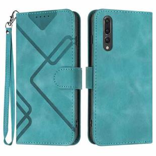For Huawei P20 Pro Line Pattern Skin Feel Leather Phone Case(Light Blue)
