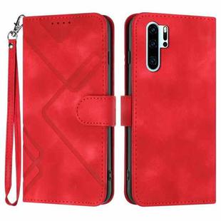 For Huawei P30 Pro Line Pattern Skin Feel Leather Phone Case(Red)