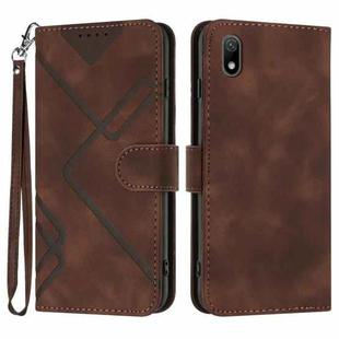 For Huawei Y5 2019 Line Pattern Skin Feel Leather Phone Case(Coffee)