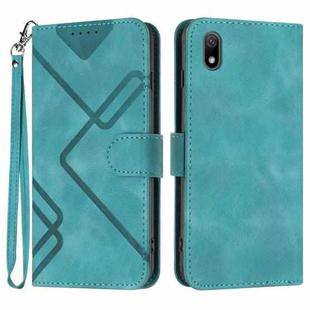 For Huawei Y5 2019 Line Pattern Skin Feel Leather Phone Case(Light Blue)