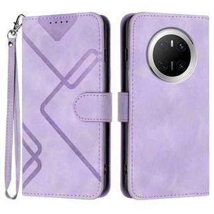 For Huawei Mate 70 Line Pattern Skin Feel Leather Phone Case(Light Purple)