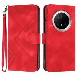 For Huawei Mate 70 Pro / Mate 70 Pro+ Line Pattern Skin Feel Leather Phone Case(Red)