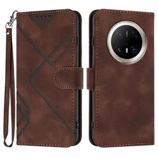 For Huawei Mate 70 Pro / Mate 70 Pro+ Line Pattern Skin Feel Leather Phone Case(Coffee)