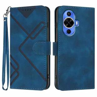 For Huawei nova 12s Line Pattern Skin Feel Leather Phone Case(Royal Blue)