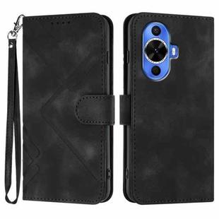 For Huawei nova 12s Line Pattern Skin Feel Leather Phone Case(Black)