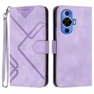 For Huawei nova 12s Line Pattern Skin Feel Leather Phone Case(Light Purple)