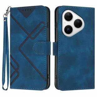 For Huawei Pura 80 5G Line Pattern Skin Feel Leather Phone Case(Royal Blue)
