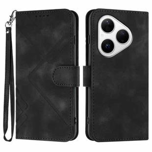 For Huawei Pura 80 5G Line Pattern Skin Feel Leather Phone Case(Black)