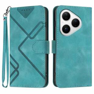 For Huawei Pura 80 5G Line Pattern Skin Feel Leather Phone Case(Light Blue)