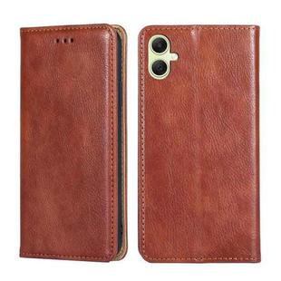 For Samsung Galaxy A05 4G Gloss Oil Solid Color Magnetic Leather Phone Case(Brown)