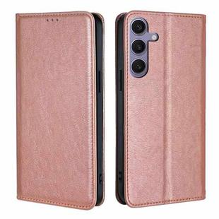 For Samsung Galaxy S24+ 5G Gloss Oil Solid Color Magnetic Leather Phone Case(Rose Gold)