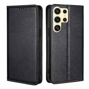 For Samsung Galaxy S24 Ultra 5G Gloss Oil Solid Color Magnetic Leather Phone Case(Black)