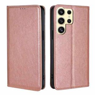 For Samsung Galaxy S24 Ultra 5G Gloss Oil Solid Color Magnetic Leather Phone Case(Rose Gold)