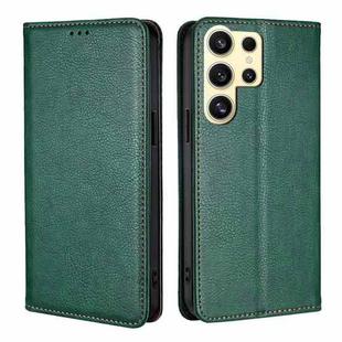 For Samsung Galaxy S24 Ultra 5G Gloss Oil Solid Color Magnetic Leather Phone Case(Green)