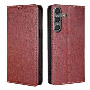 For Samsung Galaxy S24 5G Gloss Oil Solid Color Magnetic Leather Phone Case(Brown)