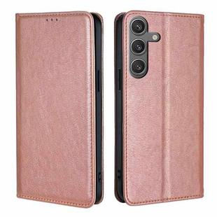 For Samsung Galaxy S24 5G Gloss Oil Solid Color Magnetic Leather Phone Case(Rose Gold)