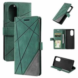 For OPPO A17 4G Skin Feel Splicing Leather Phone Case(Green)