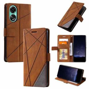 For OPPO A78 4G Skin Feel Splicing Leather Phone Case(Brown)