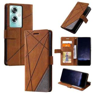 For OPPO A79 5G Skin Feel Splicing Leather Phone Case(Brown)