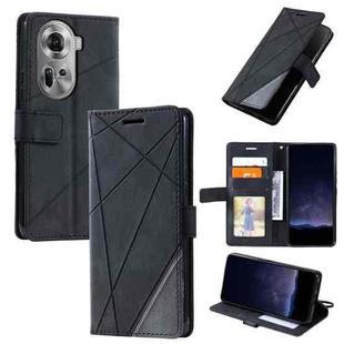 For OPPO Reno11 5G Global Skin Feel Splicing Leather Phone Case(Black)