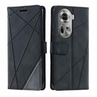 For OPPO Reno11 Pro Global Skin Feel Splicing Leather Phone Case(Black)