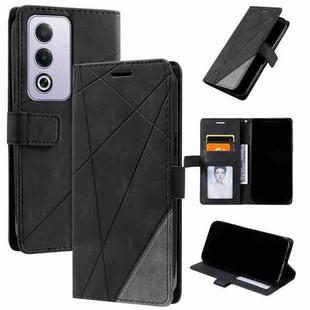 For OPPO A80 / A3 Pro Skin Feel Splicing Leather Phone Case(Black)