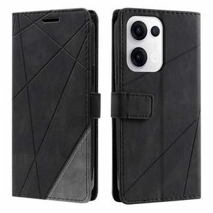 For OPPO Reno13 5G Skin Feel Splicing Leather Phone Case(Black)