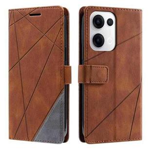 For OPPO Reno13 5G Skin Feel Splicing Leather Phone Case(Brown)